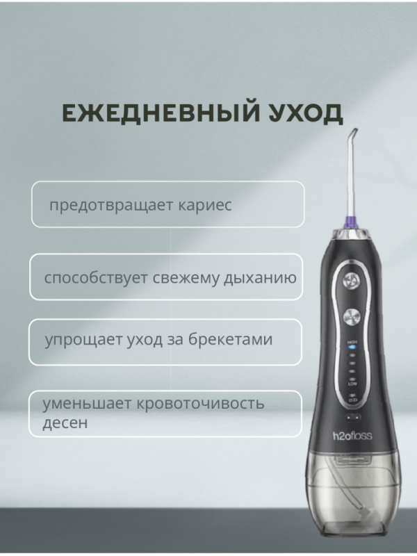 Ирригатор для зубов портативный с насадками черный