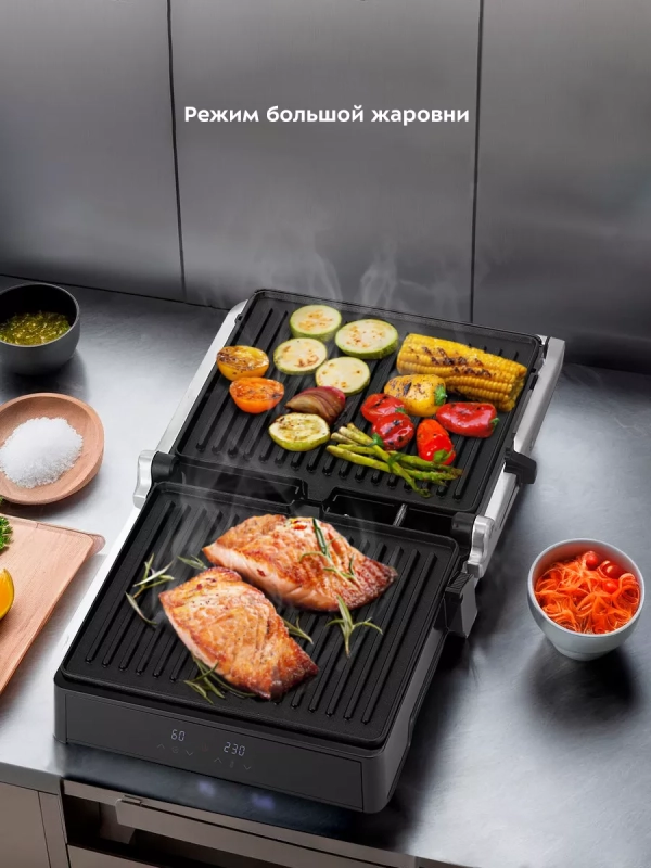 Электрогриль КТ-3664 двусторонний гриль электрический 2000Вт