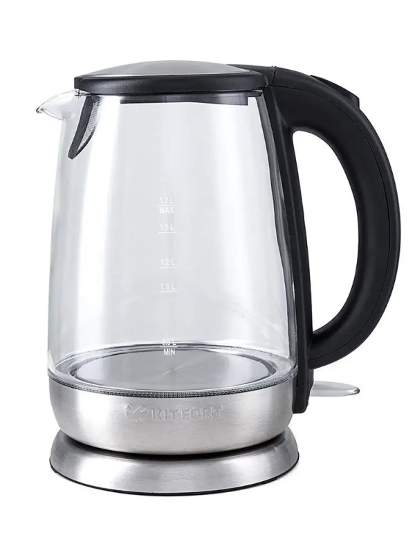 Чайник электрический стеклянный с подсветкой КТ-619 - 1.7 л