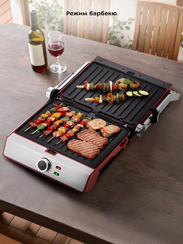 Электрогриль КТ-3629 двусторонний гриль электрический 2 в 1