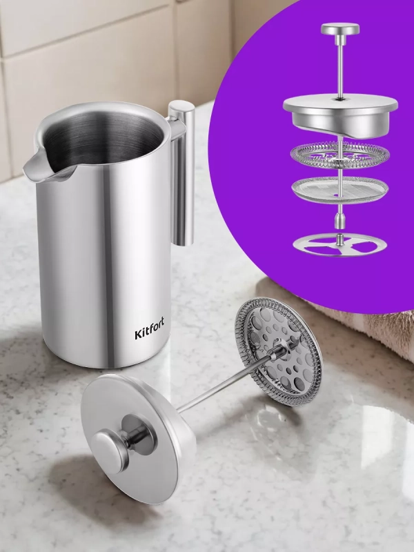 Френч-пресс 1000 мл заварочный чайник КТ-1255