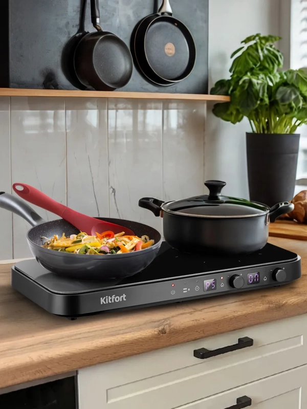 Индукционная плита настольная 2 конфорки КТ-184 - 2700 Вт