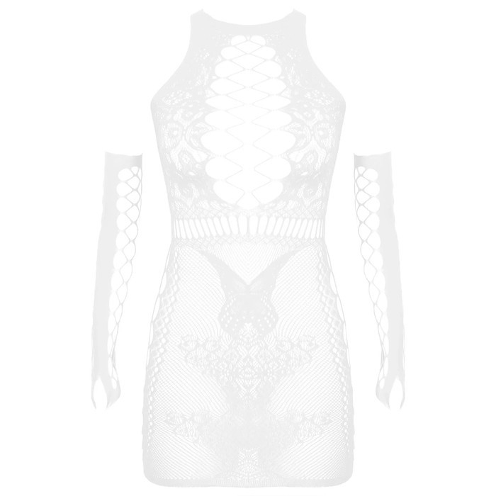 Эротическое белье Оки-Чпоки, крупная сетка на груди и бедрах, с рукавами OS, белый