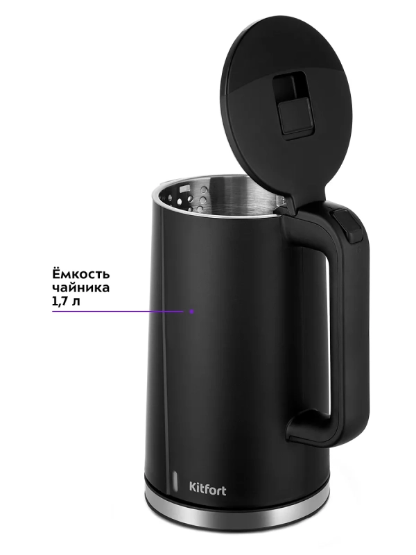 Чайник электрический металлический пластик КТ-6612 1.7 л