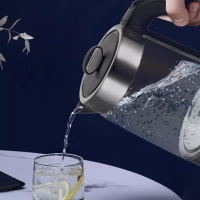 Чайник электрический стеклянный с подсветкой КТ-6639 (2 в 1)