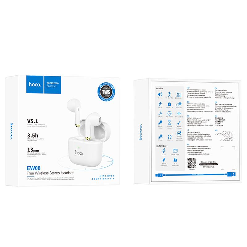 Гарнитура EW08 Bluetooth True Wireless Stereo Headset HOCO белая