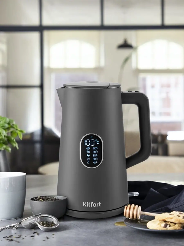 Чайник электрический металлический пластик КТ-6115 - 1.5 л