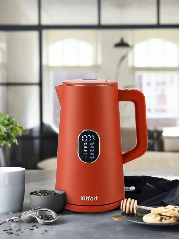 Чайник электрический металлический пластик КТ-6115 - 1.5 л