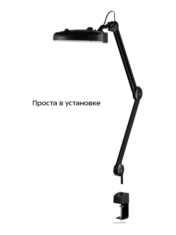 Лампа с лупой светодиодная на струбцине КТ-3723 - 12 Вт