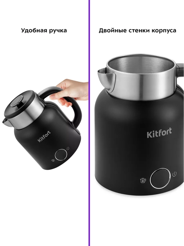 Чайник электрический металлический пластик КТ-6196 - 1.5 л