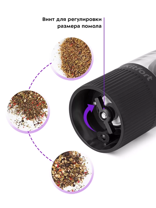 Мельница для специй электрическая для соли и перца КТ-6003
