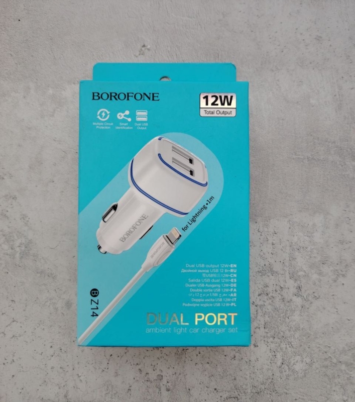 АЗУ BZ14 Lightning на 2 USB 2.4A 12W Borofone белый