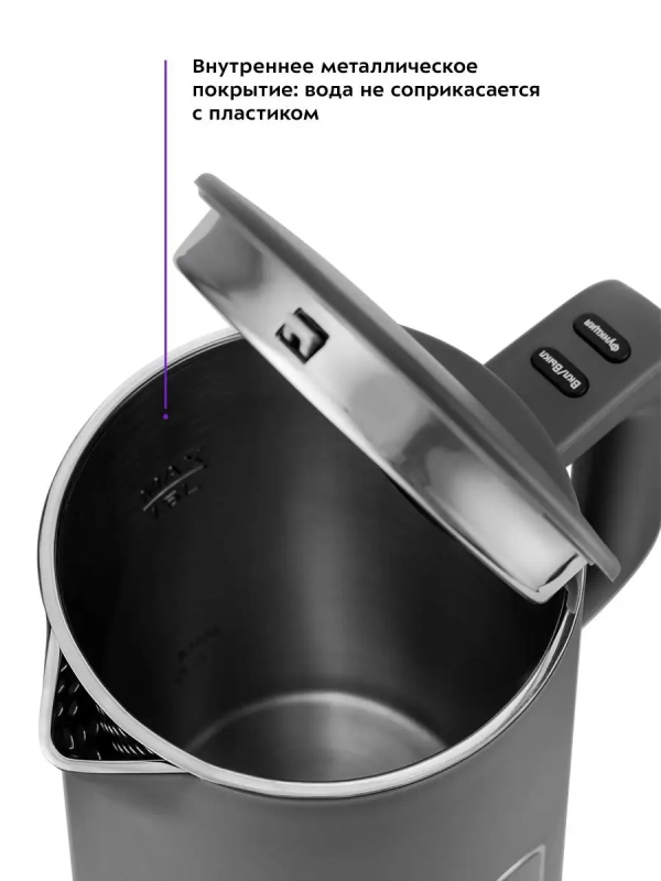 Чайник электрический металлический пластик КТ-6115 - 1.5 л