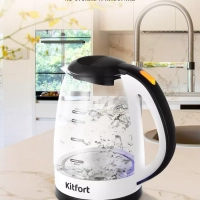 Чайник электрический стеклянный КТ-6637 - 1.7 л