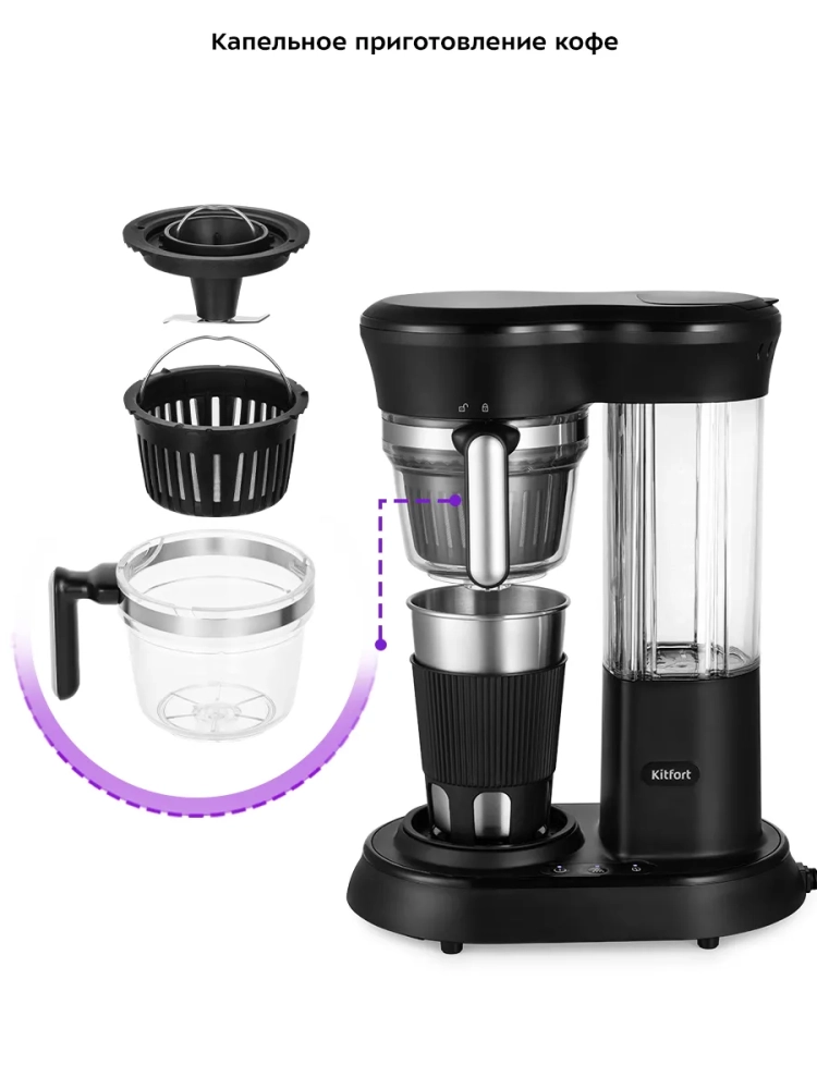 Кофемашина автоматическая капельная КТ-7141 - 600 Вт