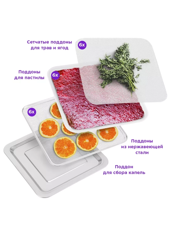 Сушилка для овощей и фруктов электрическая КТ-4908 - 500 Вт