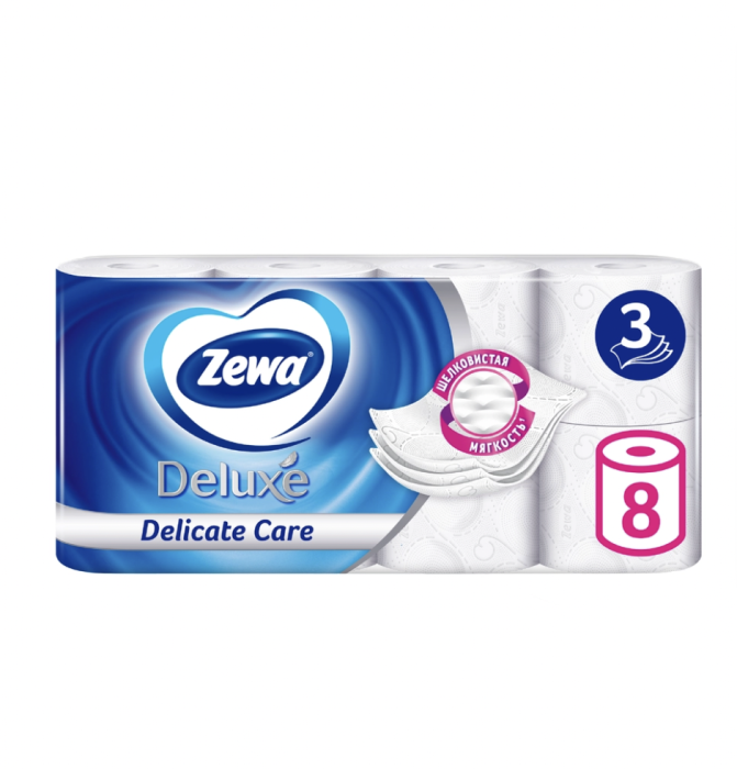 Бумага туалетная ZEWA Deluxe без аромата 3-слоя белая
