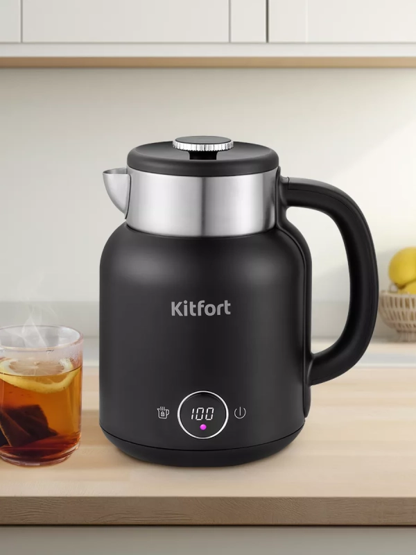 Чайник электрический металлический пластик КТ-6196 - 1.5 л