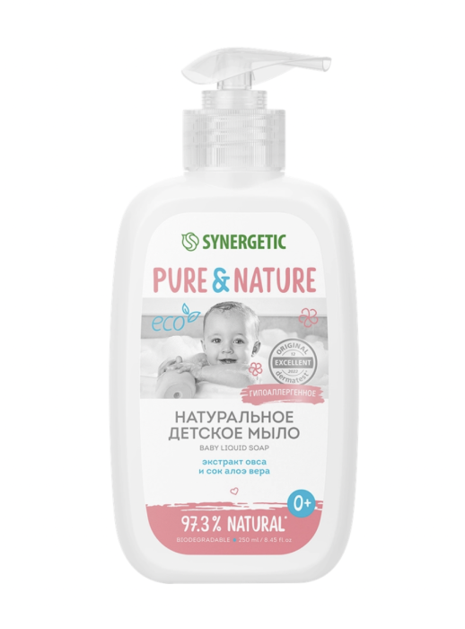 Мыло жидкое детское SYNERGETIC 0+, 250мл