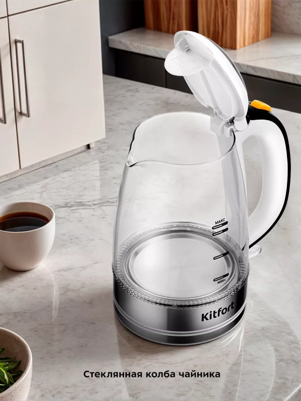 Чайник электрический стеклянный с подсветкой КТ-6627 - 1.7 л