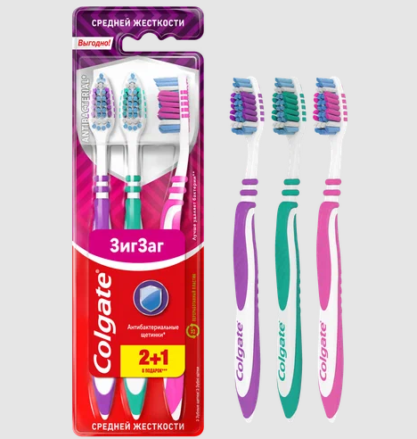 Colgate зигзаг зубная щетка/средняя/ 3 шт.