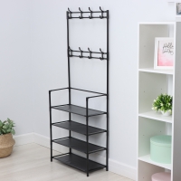 Обувница полка - вешалка напольная для прихожей четырехъярусная