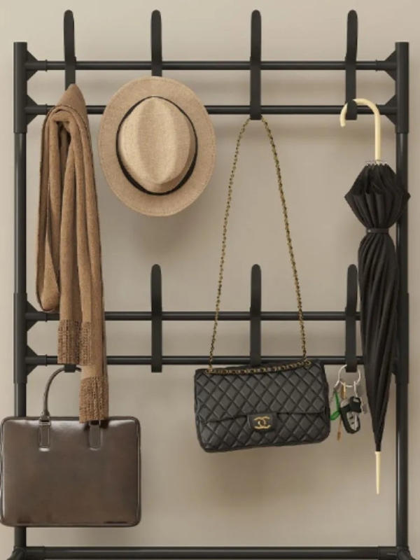 Обувница полка - вешалка напольная для прихожей четырехъярусная