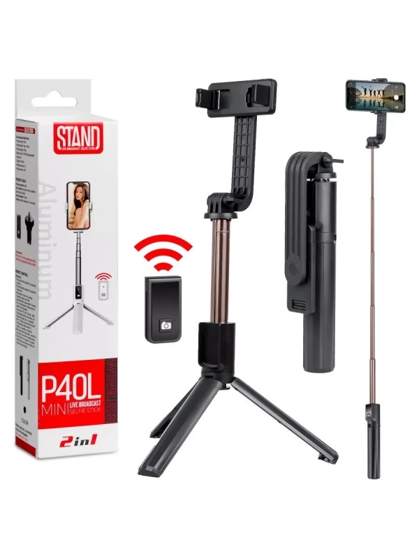 Монопод-трипод с блютуз пультом P40L черный