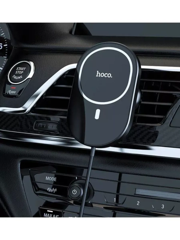 Автодержатель CA90 с беспроводной зарядкой HOCO черный