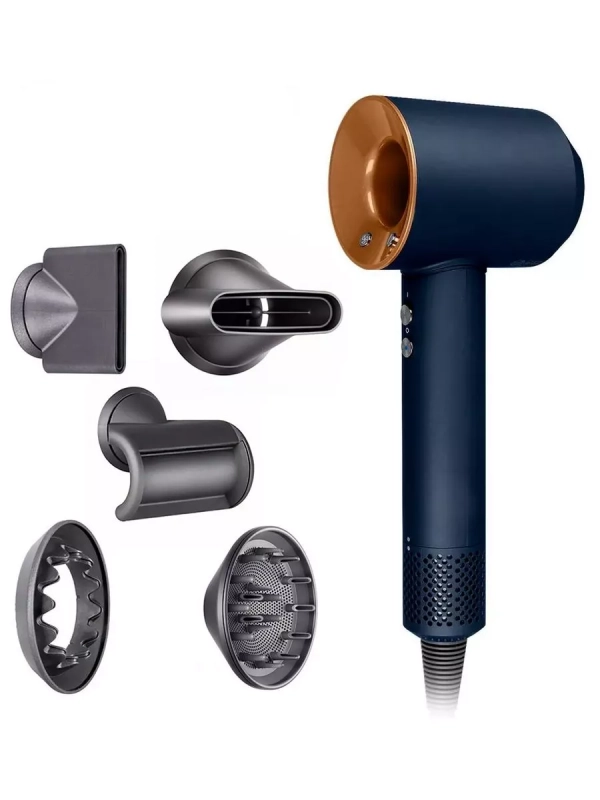 Набор фен SUPER HAIR DRYER Синий с золотом (6 в 1)
