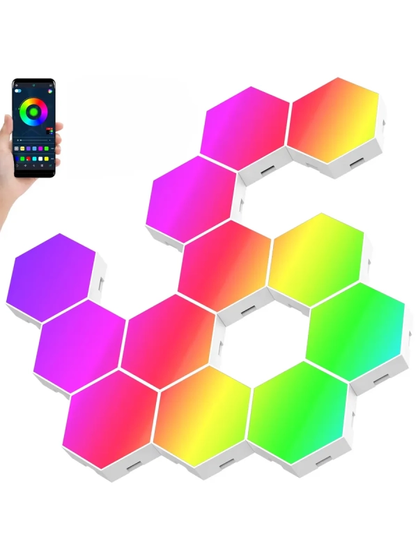 Светодиодный светильник RGB Соты 12 штук с пультом управления и Wi-Fi