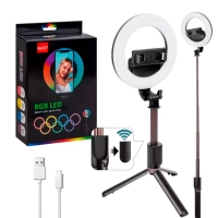 Селфи кольцо-трипод с пультом MJ07 RGB