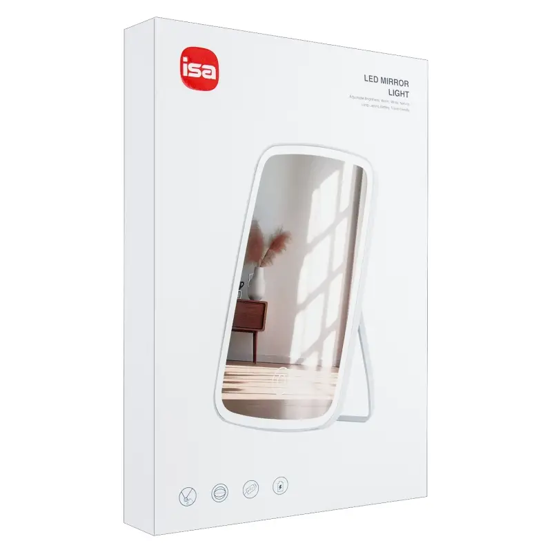 Настольное зеркало для макияжа с подсветкой ML-07 ISA белое