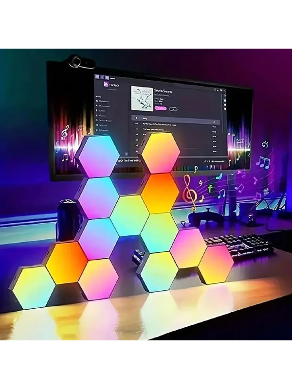 Светодиодный светильник RGB Соты 12 штук с пультом управления и Wi-Fi
