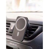 Беспроводная зарядка 15W + Автомобильный держатель магнитный черный