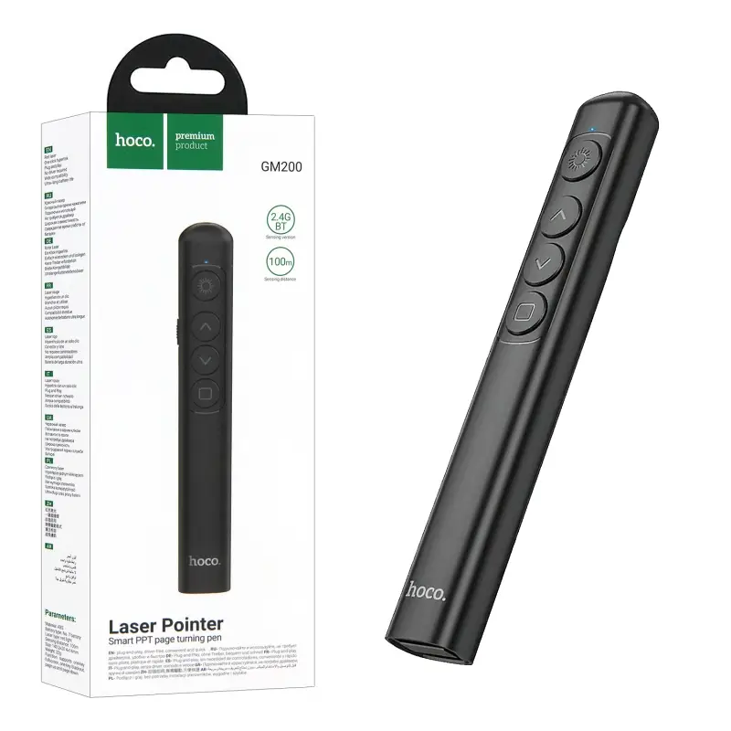 Презентер GM200 Smart, Bluetooth, лазерная указка, питание AA HOCO черный