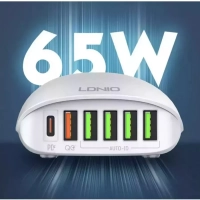 Переходник СЗУ на 5 USB + Type-C 65 WA6573C LDNIO