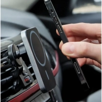 Беспроводная зарядка 15W + Автомобильный держатель магнитный черный