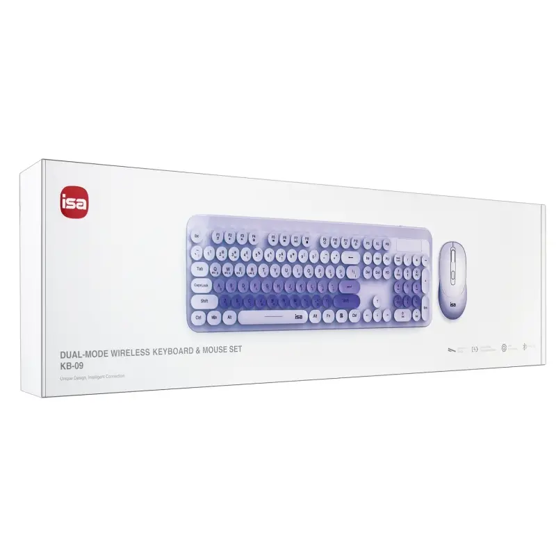 Комплект беспроводная клавиатура + мышь ISA KB-09 фиолетовая