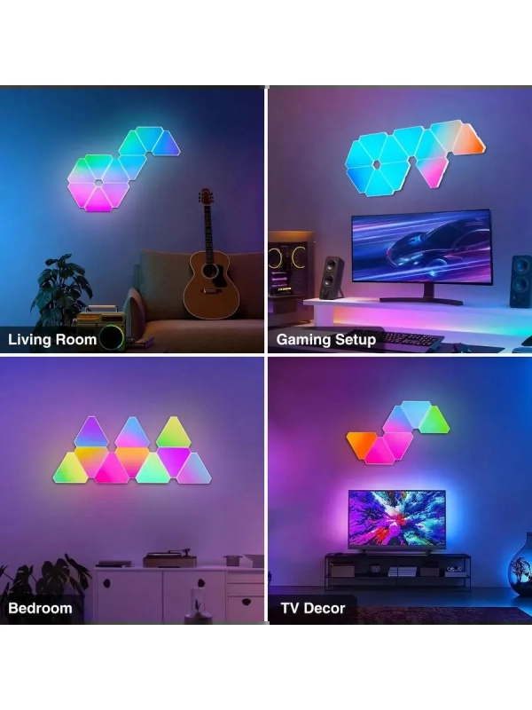Светодиодный светильник RGB Треугольники 12 шт с пультом управления и Wi-Fi