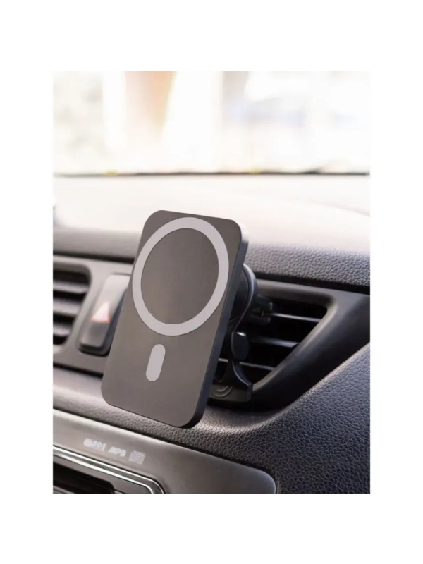Беспроводная зарядка 15W + Автомобильный держатель магнитный черный