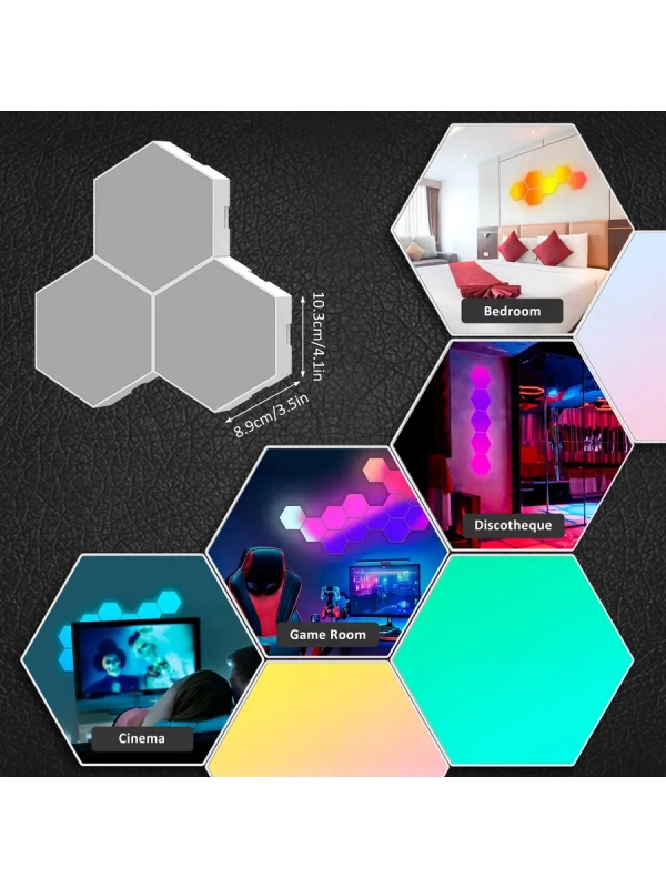 Светодиодный светильник RGB Соты 12 штук с пультом управления и Wi-Fi