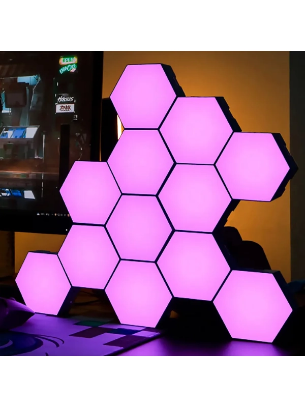 Светодиодный светильник RGB Соты 12 штук с пультом управления и Wi-Fi