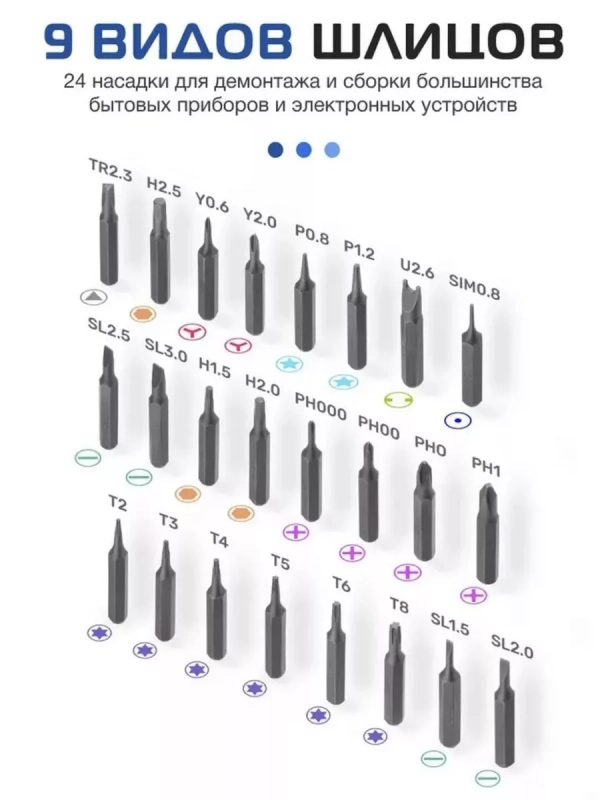 Набор отверток PP-011 в пластиковом пенале (24 насадки) ISA