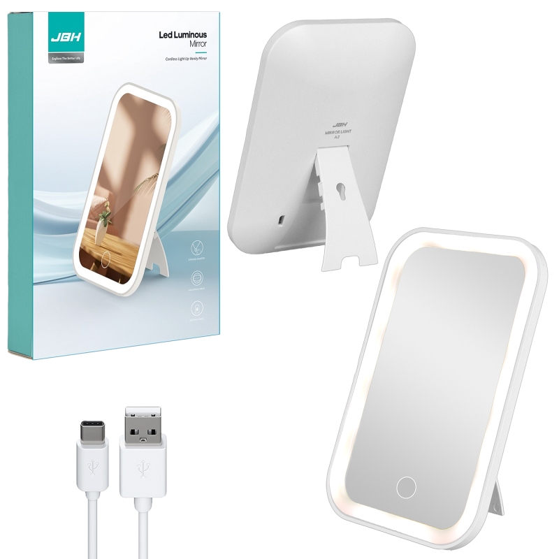 Настольное зеркало для макияжа с подсветкой A2 JBH белое