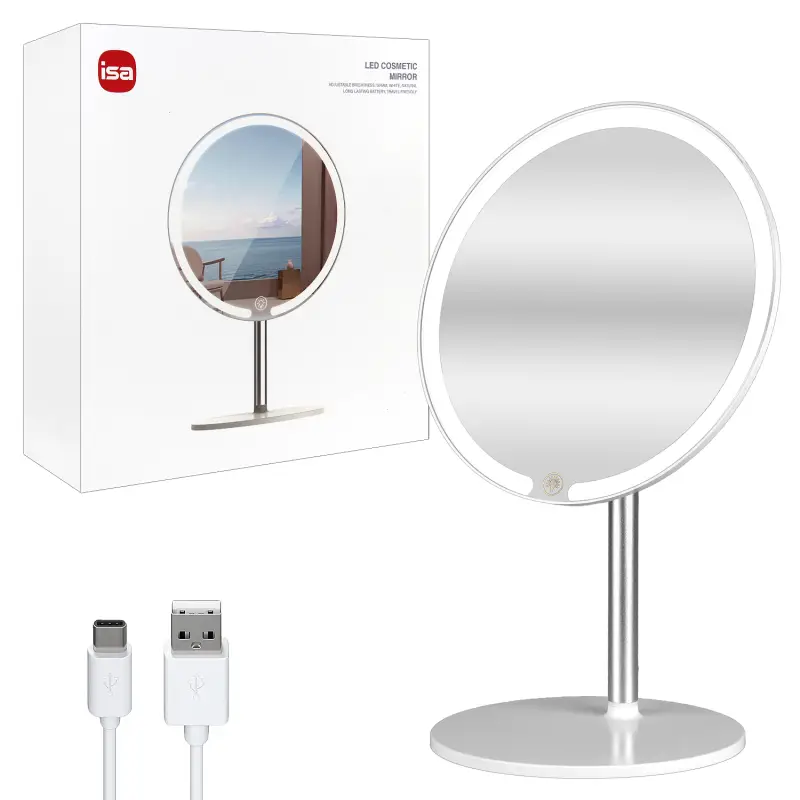 Настольное зеркало для макияжа с подсветкой ML-01 белое