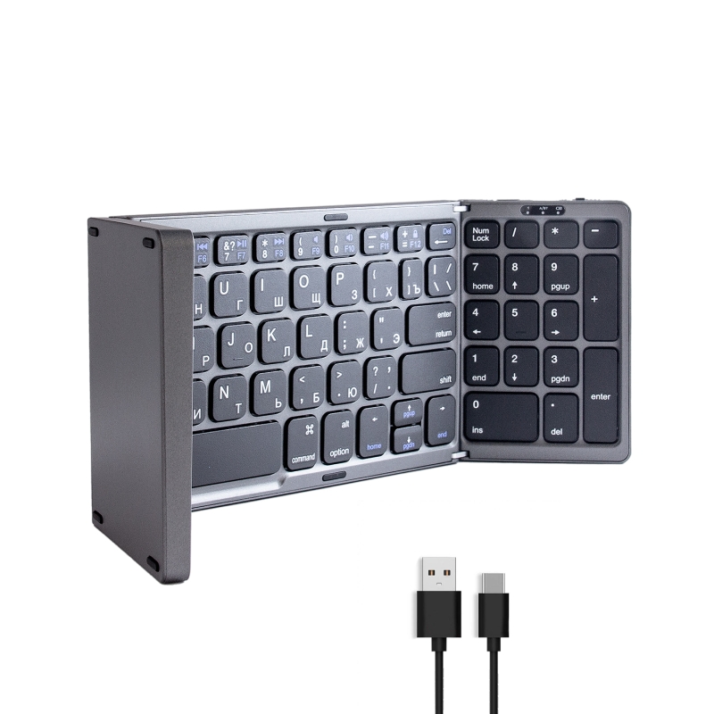 Складная беспроводная клавиатура B089 (серый)
