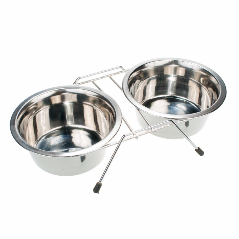 Миски металлические для животных на подставке 2х750 мл