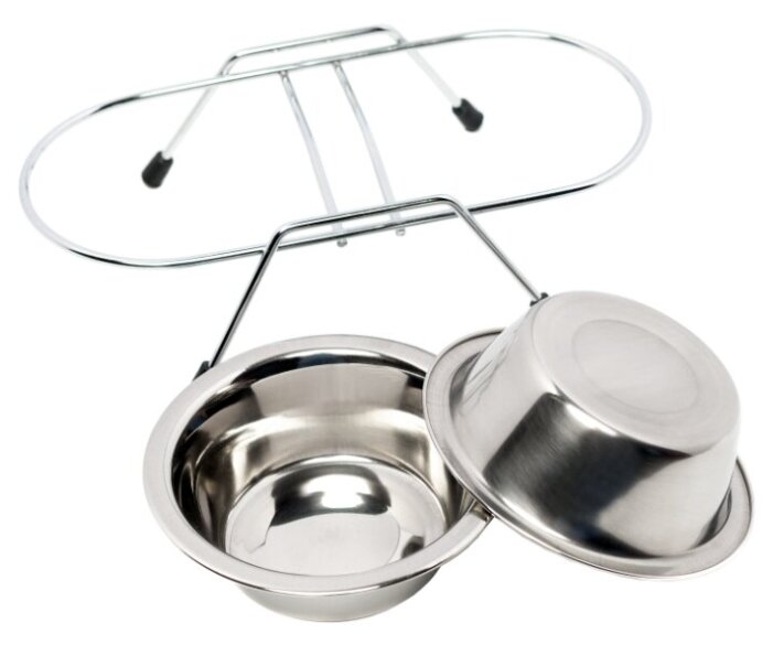Миски металлические для животных на подставке 2х350 мл