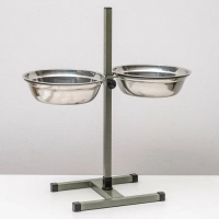 Миски полукруглые металлические для животных на подставке 2х1,75 л